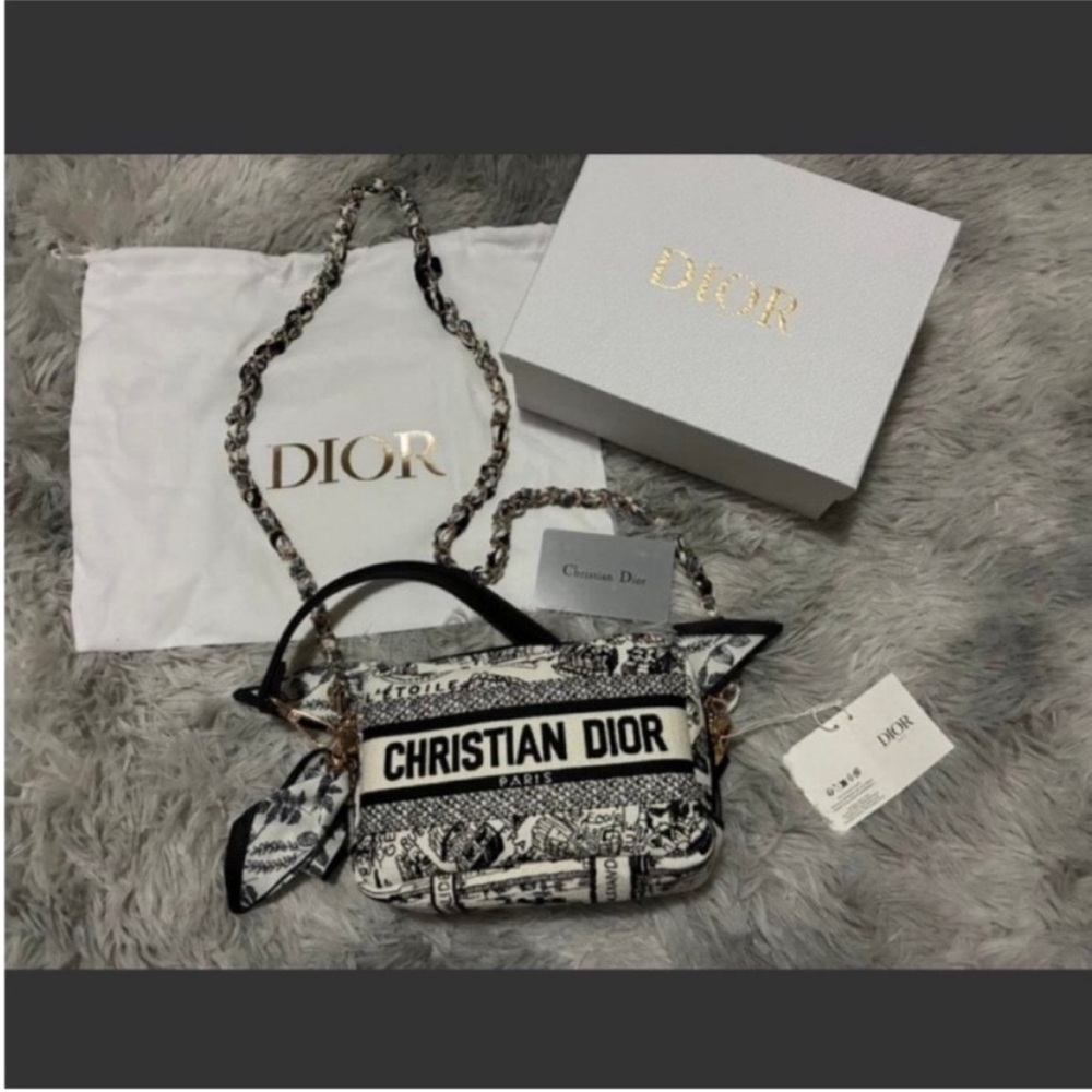 Dior Black and White Christian Dior Toile Crossbody Bag - Picture 3 of 16